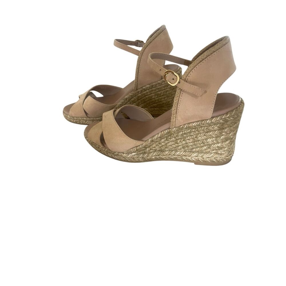 Stuart Weitzman Mirella II Nude Suede Leather Wedge Sandals Women’s Size 6.5 - Picture 3 of 7